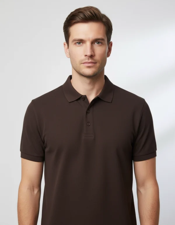 Men's Polo Plain Coffee Brown T-shirt