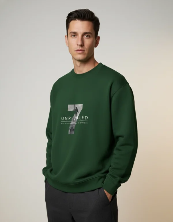Unrivaled Printed Green Oversized Sweatshirt
